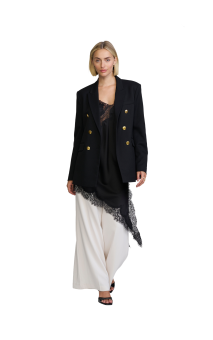 Gold-Button Double-Breasted Blazer