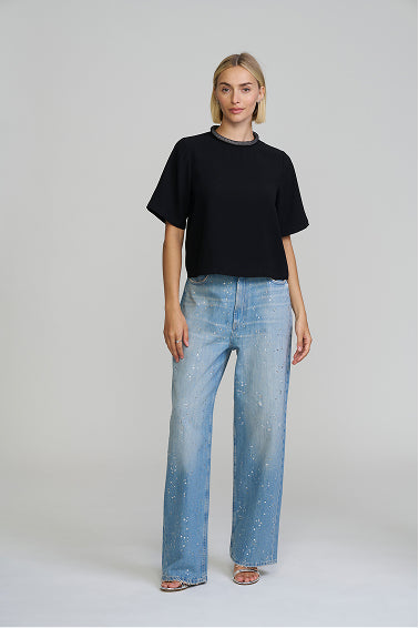 Embellished Neckline Top