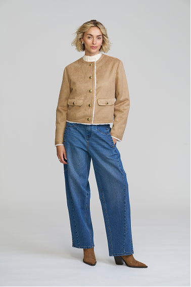 Faux Shearling Cropped Jacket